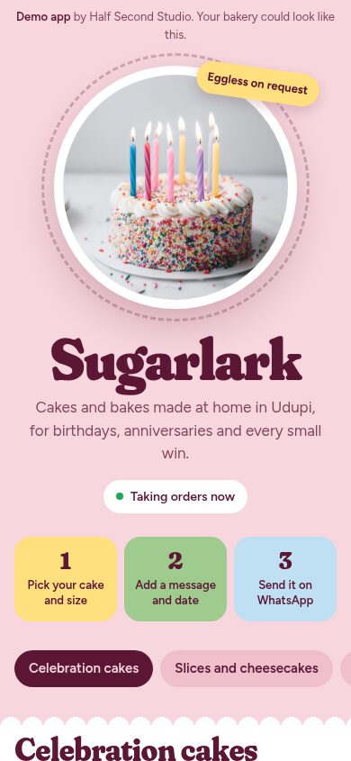Sugarlark ordering app