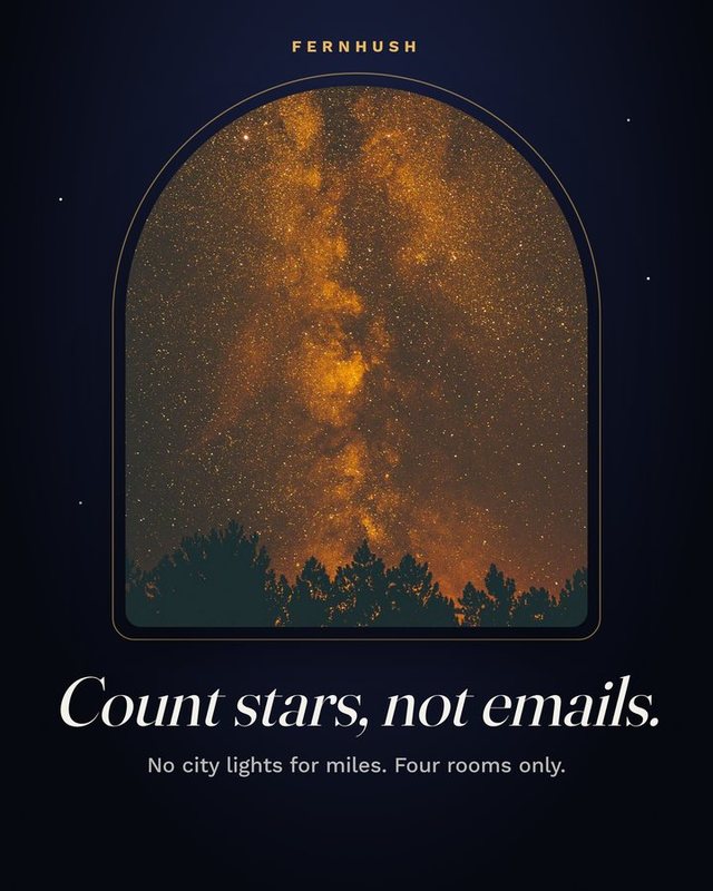 Fernhush homestay poster: Count stars, not emails