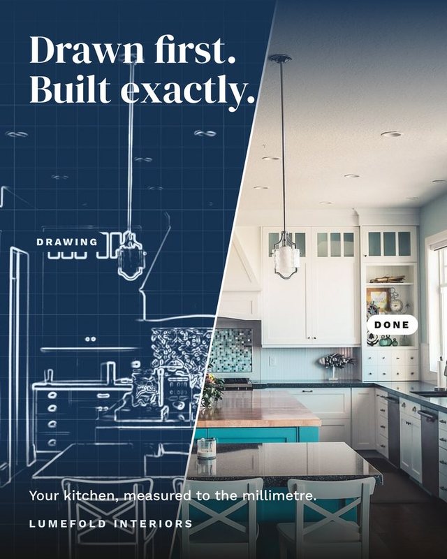 Lumefold interiors poster: Drawn first, built exactly